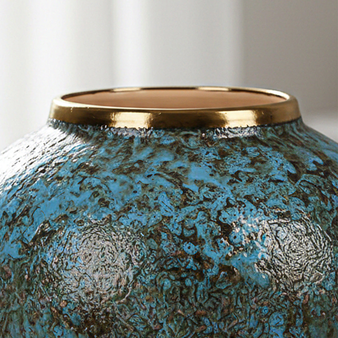 21x22cm Light Blue Small Ceramic Flower Vase Elegant Living Room Home Decor