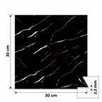 SOGA Peel & Stick Floor and Wall Tiles 30 x 30cm 10 Pack Black Faux Marble