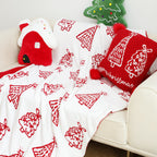130x170cm Throw Blanket Red Christmas Tree Half Fleece