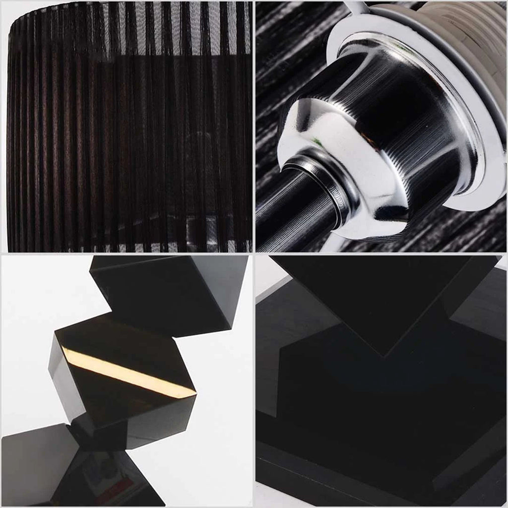 60cm Black Table Lamp with Dark Shade LED