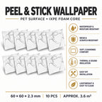SOGA Peel & Stick Floor and Wall Tiles 60 x 60cm 10 Pack White Grey Faux Marble