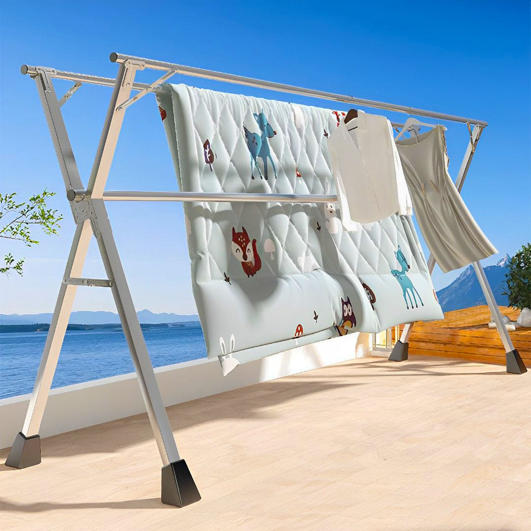1.6m Portable Standing Clothes Drying Rack 3 Poles