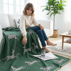 SOGA Olive Green Zebra Print Throw Blanket 130x180cm 100% Cotton