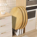 80cm Wood Color Round Table with White Legs