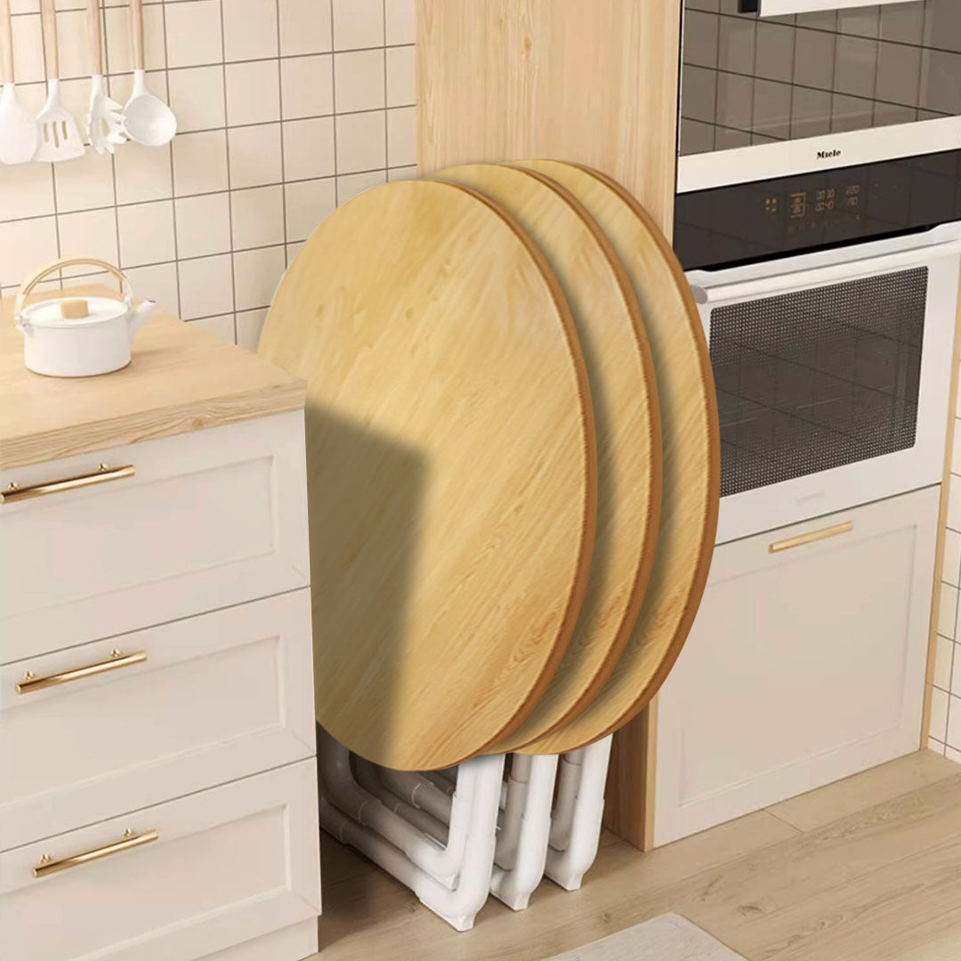 80cm Wood Color Round Table with White Legs