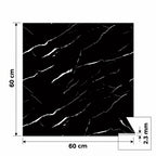SOGA Peel & Stick Floor and Wall Tiles 60 x 60cm 10 Pack Black Faux Marble