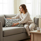 SOGA 30cm Black White Abstract Swirl Pattern Decorative Throw Pillow