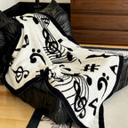 130x160cm Throw Blanket Black and White Musical Note