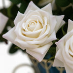 51cm Blue Glass Floor Vase with 12pcs White Artificial Flower Set