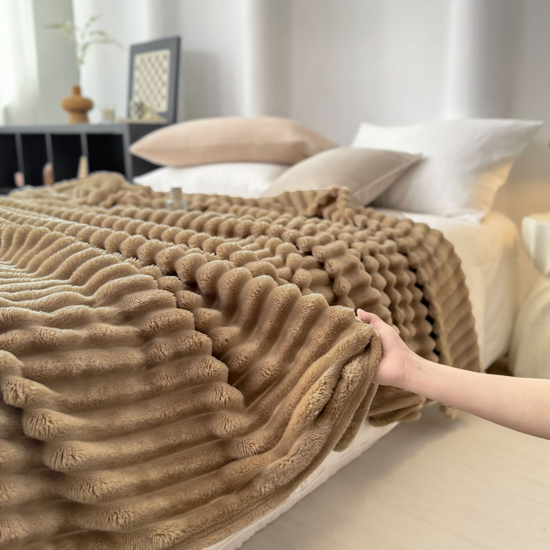 SOGA 2x 200x230cm Warm & Cozy Flannel Polyester Throw Blanket Light Brown
