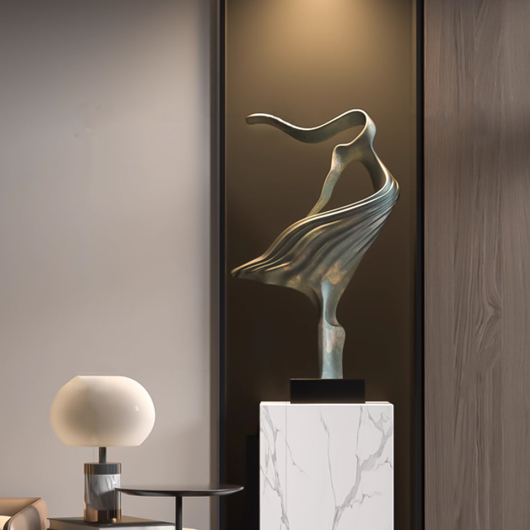 SOGA 65cm Black Modern Abstract Dancer Sculpture with Black Base for Home Décor