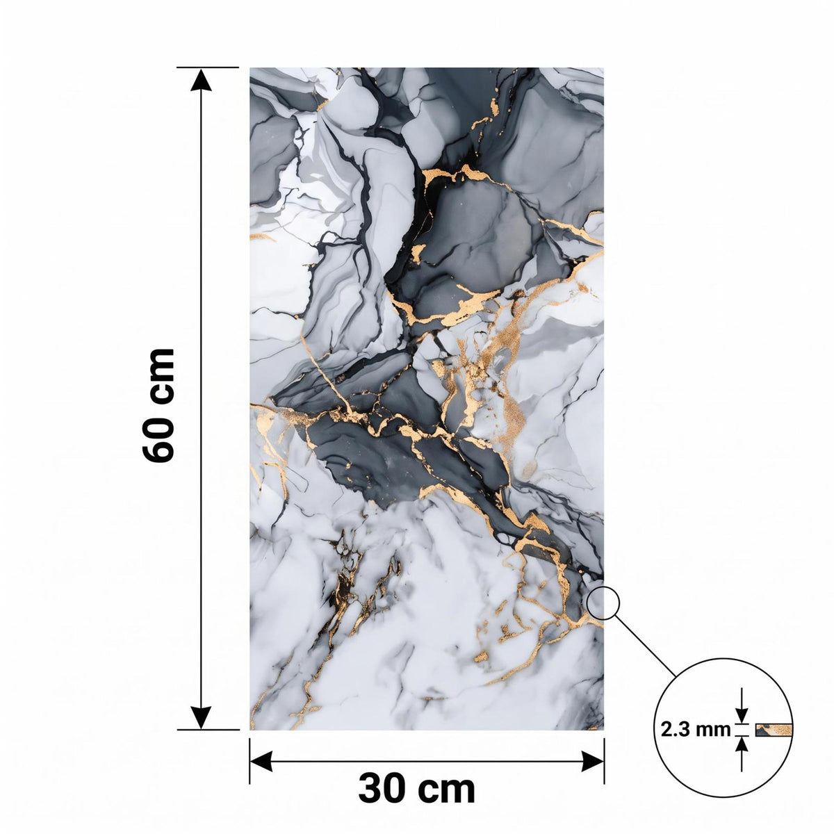 SOGA Peel & Stick Floor and Wall Tiles 30 x 60cm 10 Pack Blue Agate Faux Marble
