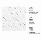 SOGA Peel & Stick Floor and Wall Tiles 60 x 60cm 10 Pack White Faux Marble