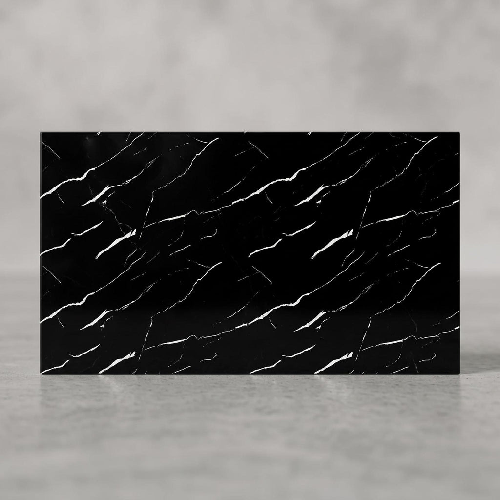 SOGA Peel & Stick Floor and Wall Tiles 30 x 60cm 10 Pack Black Faux Marble