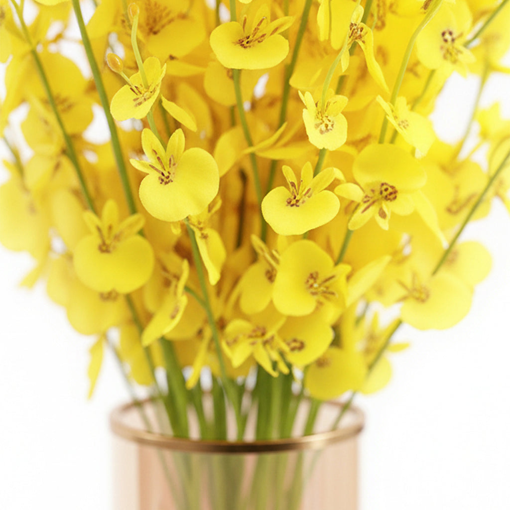 42cm 32cm Transparent Glass Vase with Yellow Flower and Candle Set