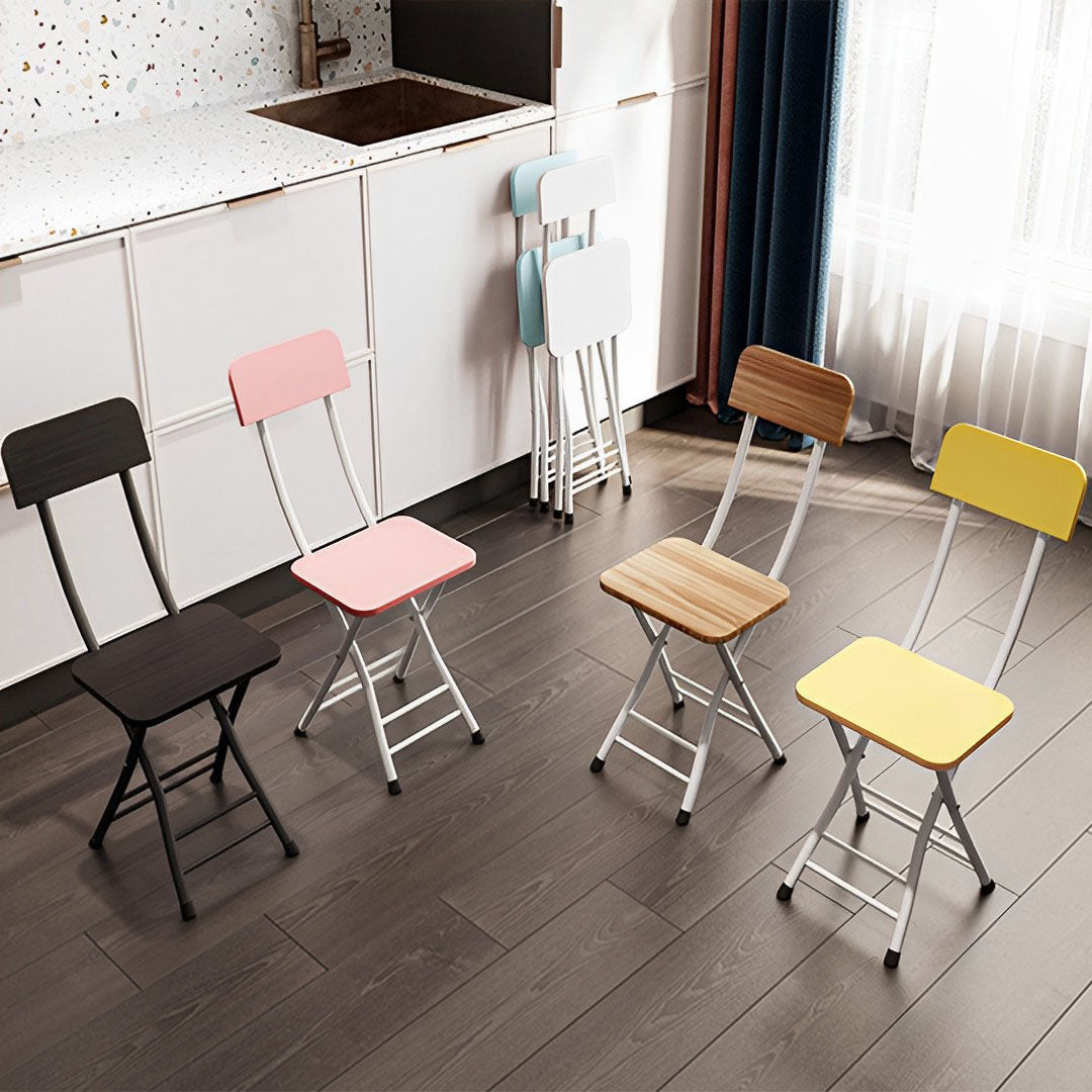 SOGA Black Foldable Chair Space Saving Seat Set of 2