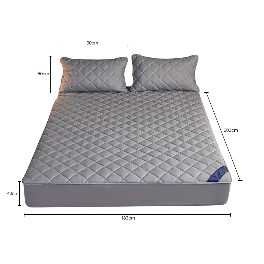 183cm Grey Wide Cross-Hatch Mattress Cove