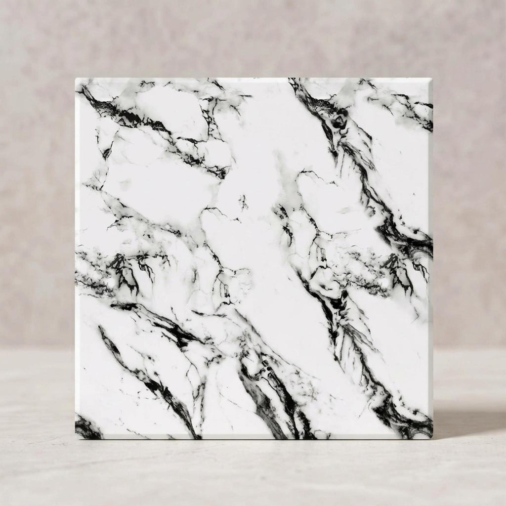 SOGA Peel & Stick Floor and Wall Tiles 30 x 30cm 10 Pack Black White Faux Marble