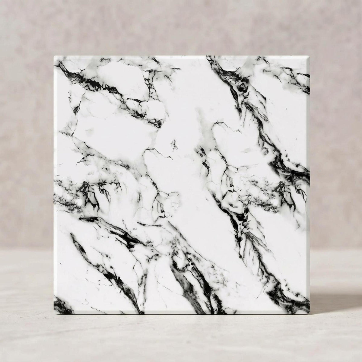 SOGA Peel & Stick Floor and Wall Tiles 30 x 30cm 10 Pack Black White Faux Marble