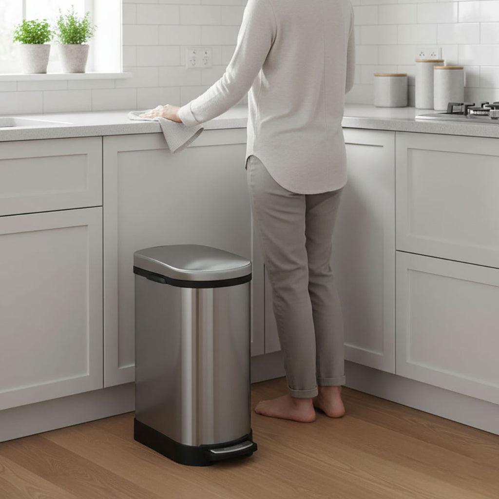 Foot Pedal Stainless Steel Trash Bin 10L