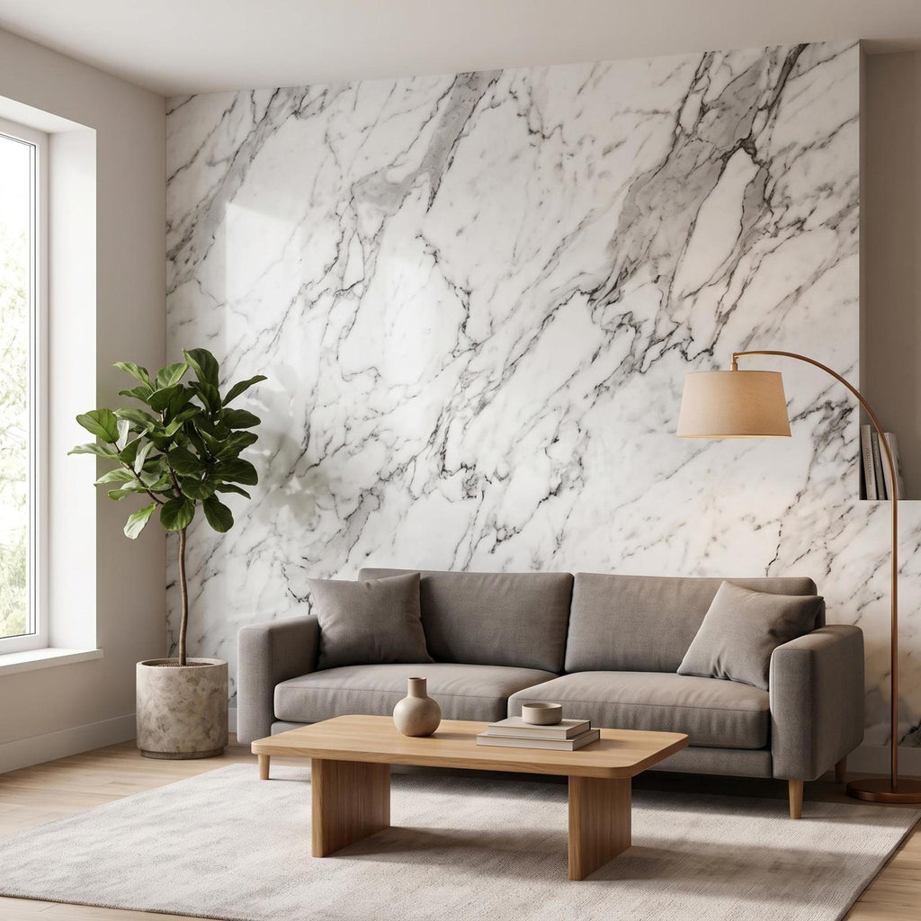 SOGA Peel & Stick Floor and Wall Tiles 30 x 60cm 10 Pack Black White Faux Marble