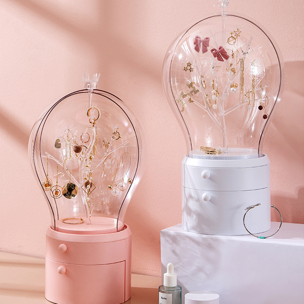 Pink 360 Degree Rotating LED Light  Jewelry Storage Organiser