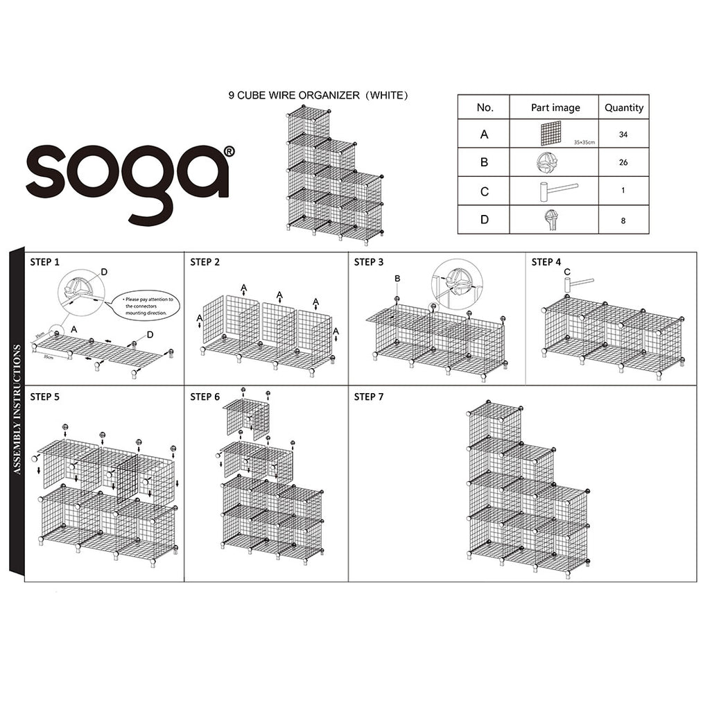 White Portable 9-Cube 3 Column Storage Organiser
