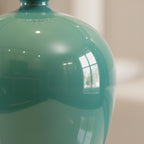 42cm Ceramic Vase with Gold Metal Base Green