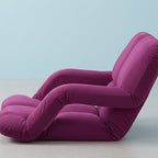 Foldable Floor Recliner Lazy Chair with Armrest - Magenta