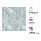 SOGA Peel & Stick Floor and Wall Tiles 30 x 30cm 10 Pack Jade Faux Marble