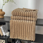 SOGA 200x230cm Warm & Cozy Flannel Polyester Throw Blanket Light Brown