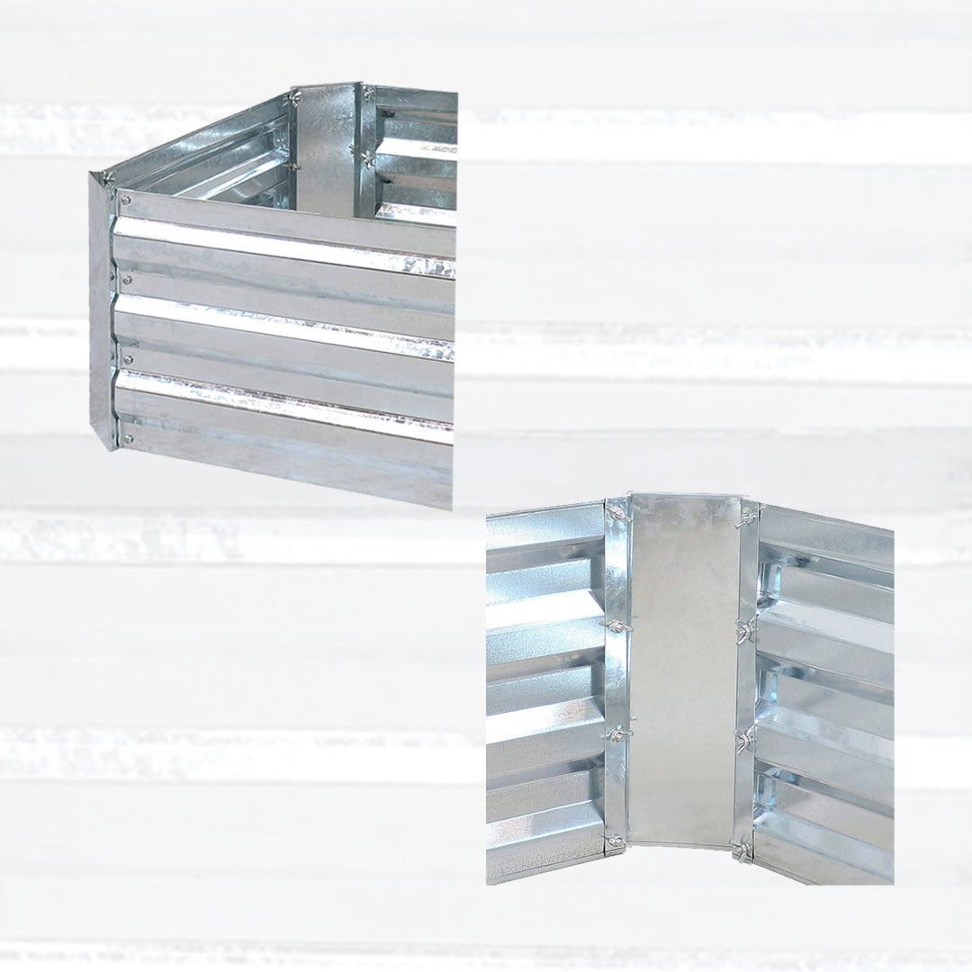 60cm Square Galvanized Raised Garden Bed Silver