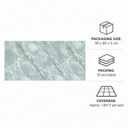 SOGA Peel & Stick Floor and Wall Tiles 30 x 60cm 10 Pack Jade Faux Marble