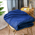 Blue Throw Blanket Warm Cozy Striped Pattern