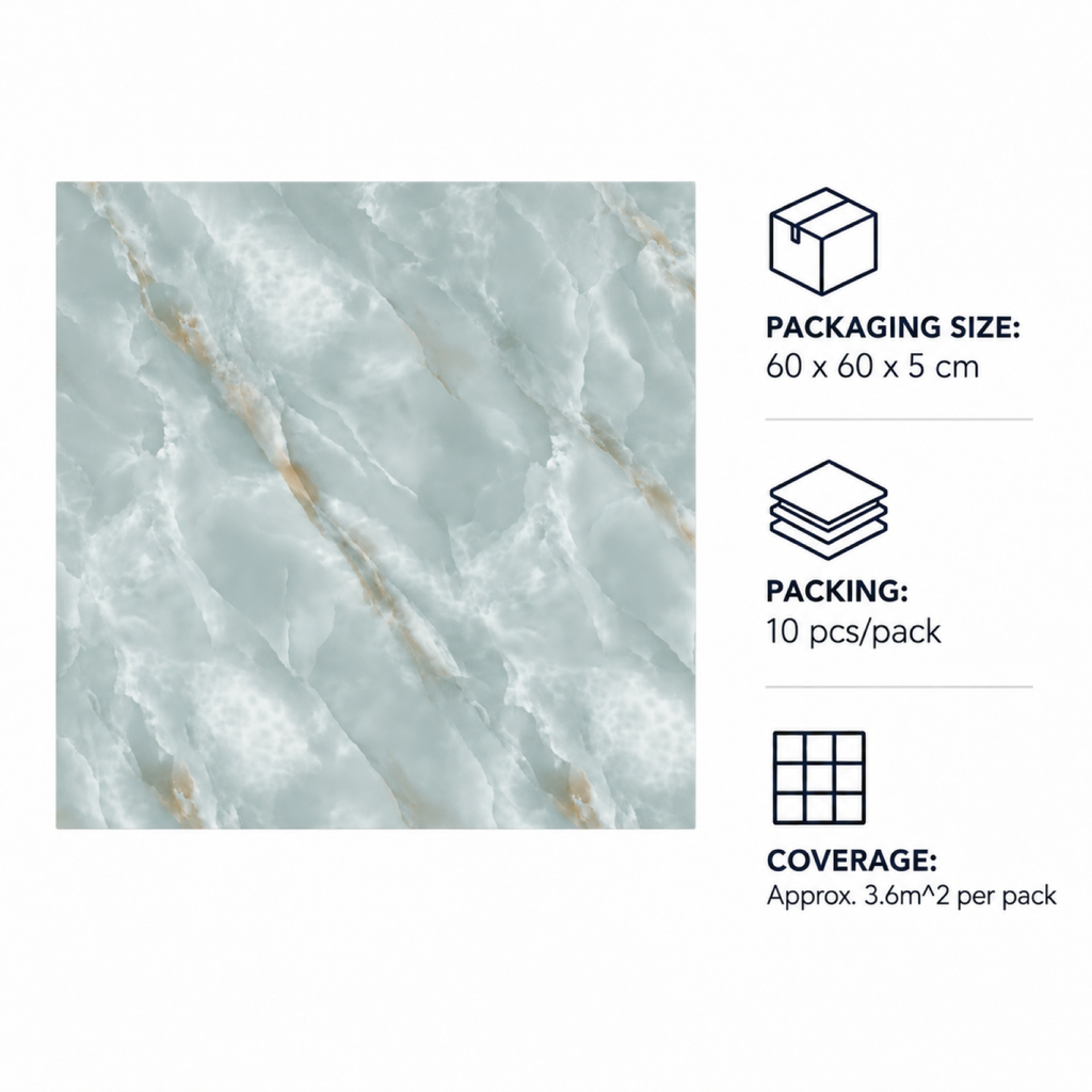 SOGA Peel & Stick Floor and Wall Tiles 60 x 60cm 10 Pack Jade Faux Marble