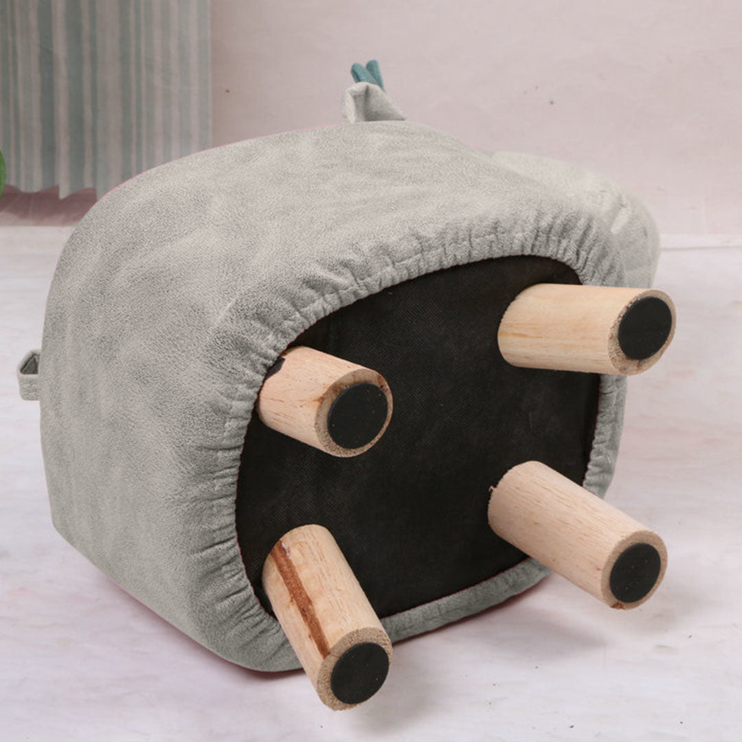 Beige Gray Kids Ottoman Stool Elephant Character Bench Seat