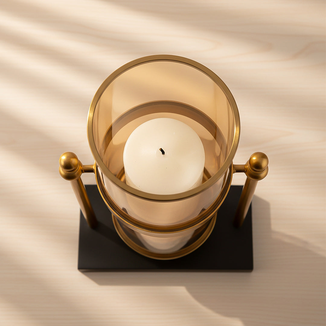 34cm Transparent Glass Vase with Candle