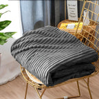 Grey Throw Blanket Warm Cozy Striped