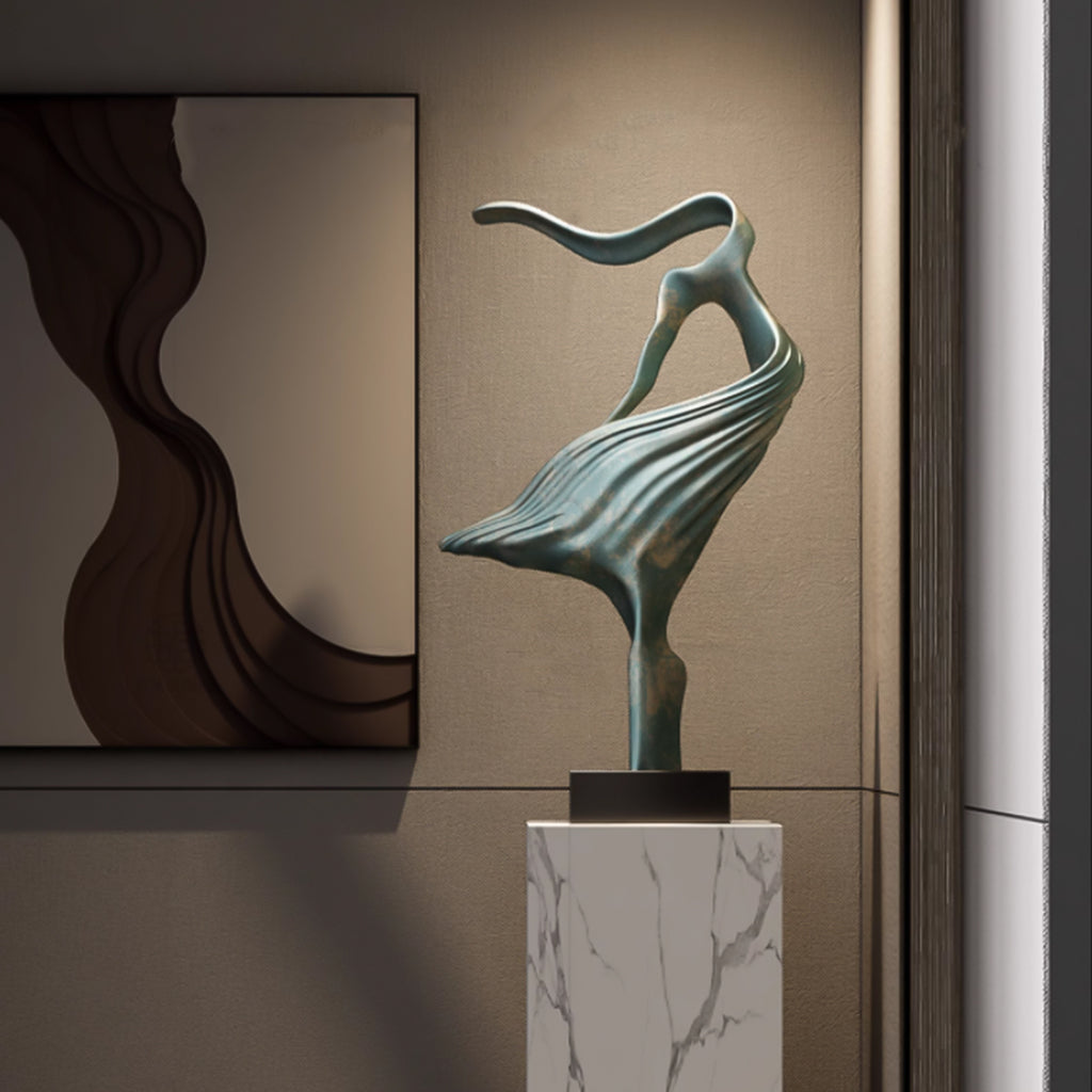 SOGA 65cm Black Modern Abstract Dancer Sculpture with Black Base for Home Décor
