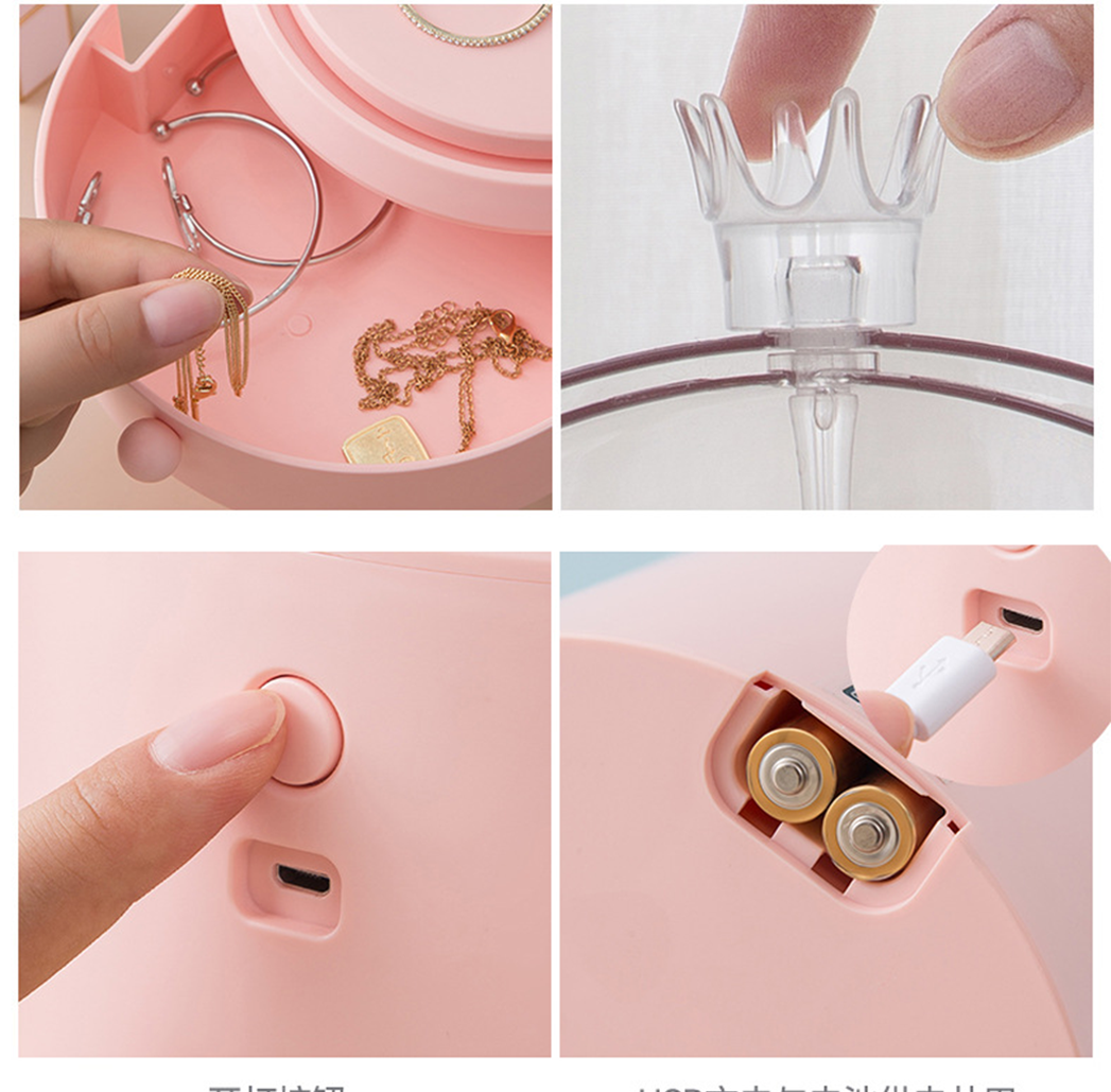 Pink 360 Degree Rotating LED Light  Jewelry Storage Organiser
