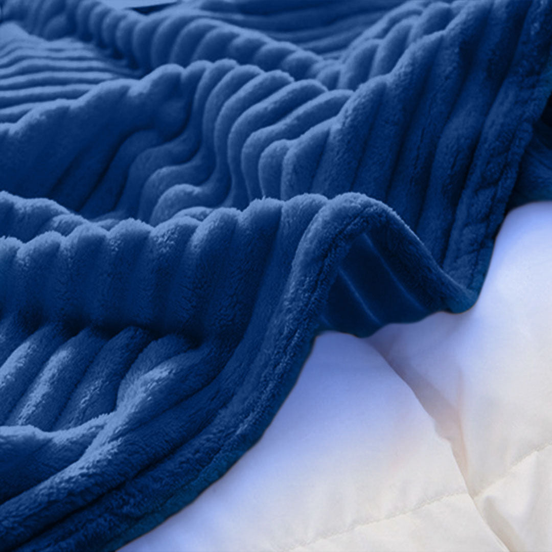 Blue Throw Blanket Warm Cozy Striped Pattern