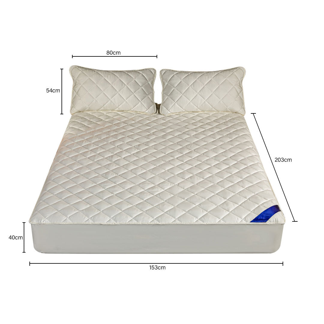 153cm White Wide Cross-Hatch Mattress Cover