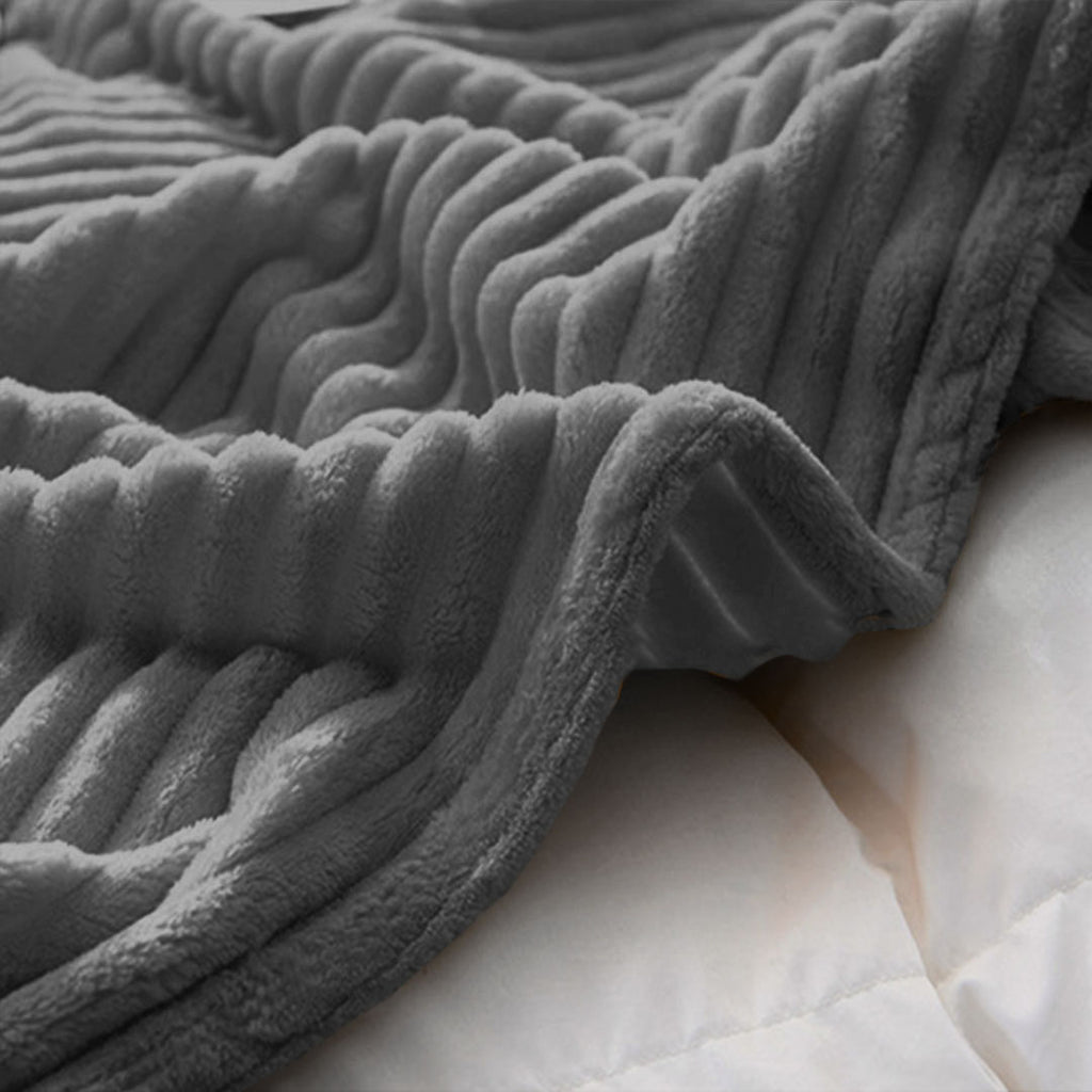 Grey Throw Blanket Warm Cozy Striped