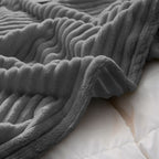 Grey Throw Blanket Warm Cozy Striped