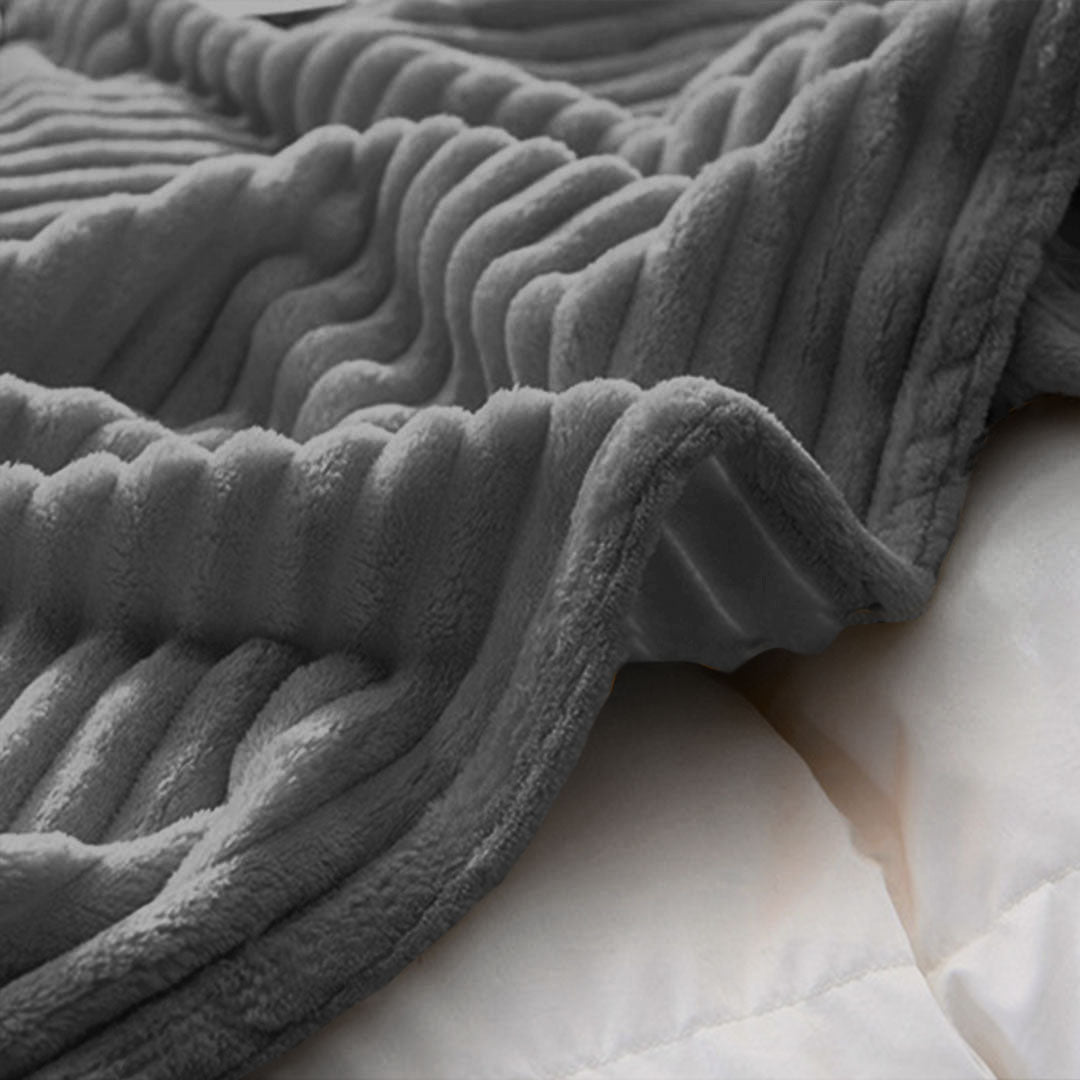Grey Throw Blanket Warm Cozy Striped