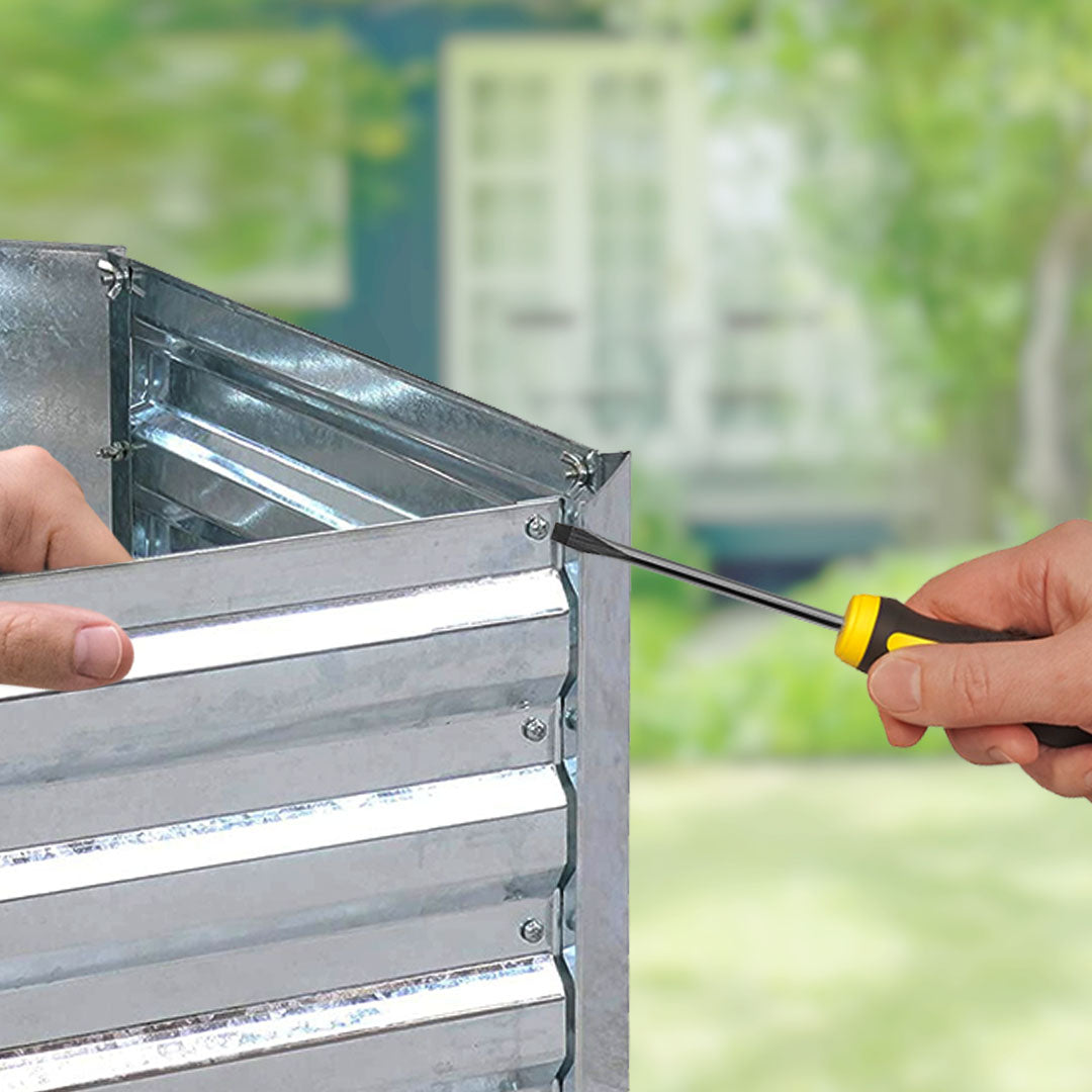 60cm Square Galvanized Raised Garden Bed Silver