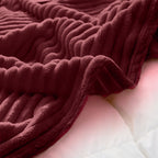 Burgundy Throw Blanket Warm Cozy Striped Pattern