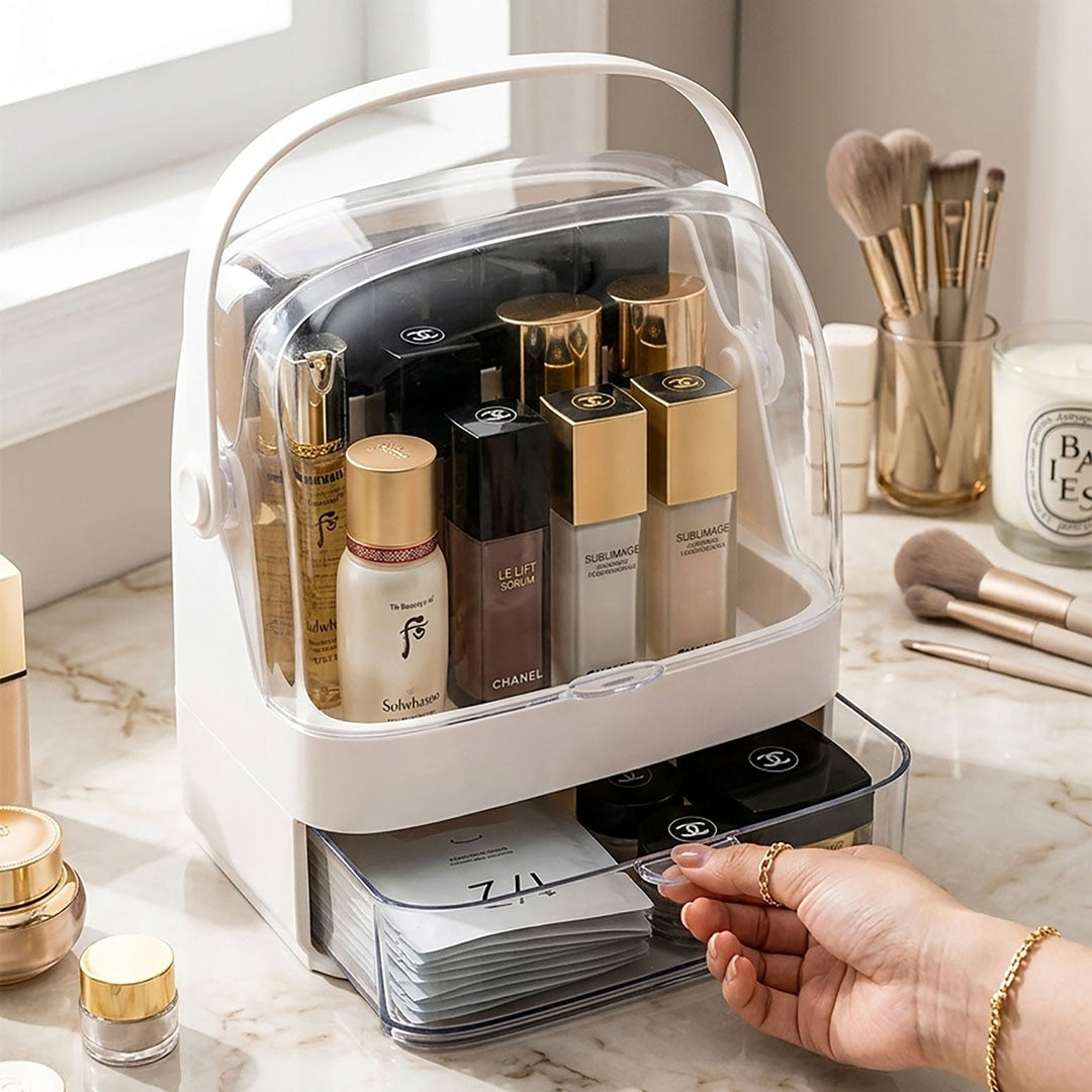 2 Tier White Countertop Makeup Storage Organiser