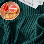 Dark Green Throw Blanket Warm Cozy Striped