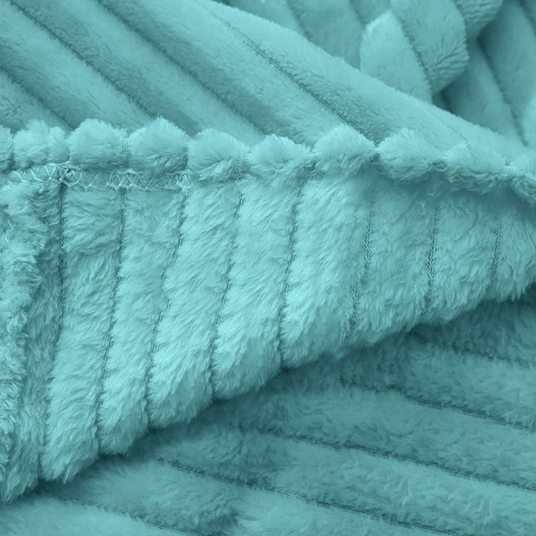 Sky Blue Throw Blanket Warm Cozy Striped Pattern Thin Flannel Coverlet